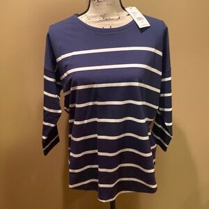 Vineyard VinesStriped Drop‎ Shoulder Top blue & white size XS NWT